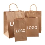 21*11*27cm 130g Custom Private Logo Printed White Brown Shopping Thank You Gift Kraft Paper Bags With Your Own Logo