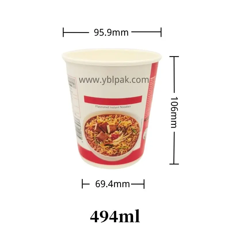 Hac542f4b268d423a8f59927e37483f13D.webp YBLPAK 494ml Eco-Friendly Instant Noodle Paper Bowl Heat Resistant Disposable Soup Cup Lid Food Safe Greaseproof Recyclable - Image 1