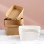 Customized 32 oz 1000ml Restaurant Take Away Food Salad Packaging Containers Disposable Kraft Paper Bowls  With Lid - 画像 (5)