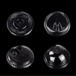 YBLPAK Crystal Clear PET Plastic Flat Dome Lids With Straw Slot for Iced Coffee Milkshake Slurpee Ice Cream Razzle Slush Smoothy