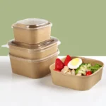 Wholesale 750ml-1000ml Eco-friendly Paper Salad Bowls with Lid for Takeout for Bread and Hamburger