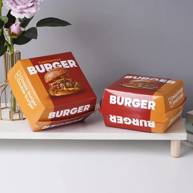 Hb246ce10930a416297e90ff0105a5574O.webp YBLPAK Disposable Clamshell Burger Containers Kraft Paper Take Out Hamburger Boxes for Appetizers Desserts Street Foods Sandwich - 画像 (1)