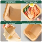 YBLPAK 10oz Octagon Paper Bowls Disposable Food Containers with Lids Disposable Salad Box for Diet Salad Ice Cream Yogurt Cookie - Imagen 2