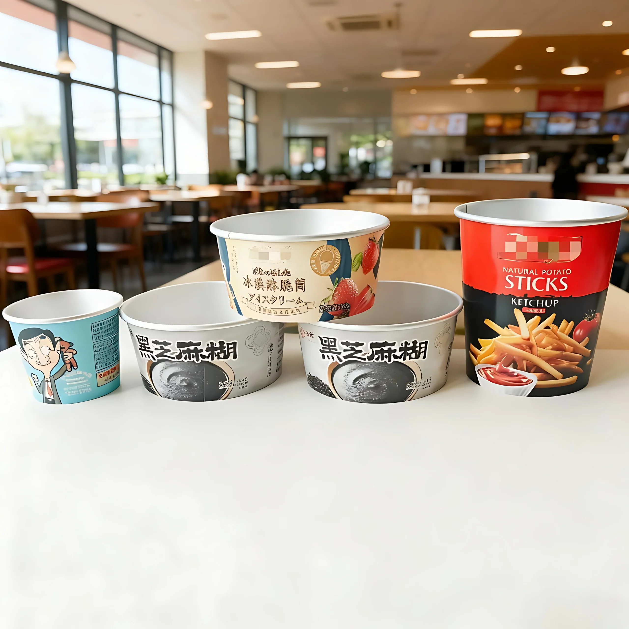 Hb38176a2cb29416b9920399133d9d211J.webp YBLPAK Wholesale 4oz 6oz 8oz 10oz Custom Disposable Ice Cream Cup Packing Aluminum Foil Paper Bowl Ice Cream Tub Series with Lid – Image 1