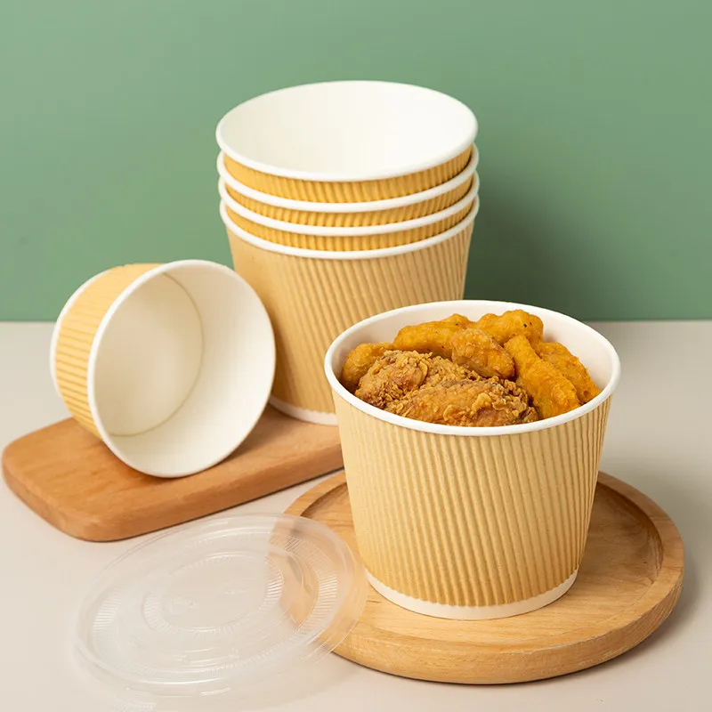 Hb7c2f15655964e22981c98588cd2ff2fE.webp Xiamen 800ml 1000ml Ripple Wall Paper Salad Bowls Disposable Waterproof Biodegradable for Office Lunch Noodle Soup Cake Takeaway – Image 1