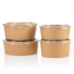 Customization logo Kraft  Soup Container With Lid Disposable Salad Food Box Takeaway Paper Bowls