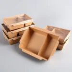 YBLPAK Eco-Friendly Disposable Rectangular Food Container with 2 Compartments Waterproof with PET Lid for Cake & Sugar Packaging - Imagen 2