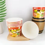 YBLPAK Factory Direct 1065ml Double Wall Paper Noodle Bowls Waterproof Oilproof Disposable Instant Food Cups with Lids and Forks