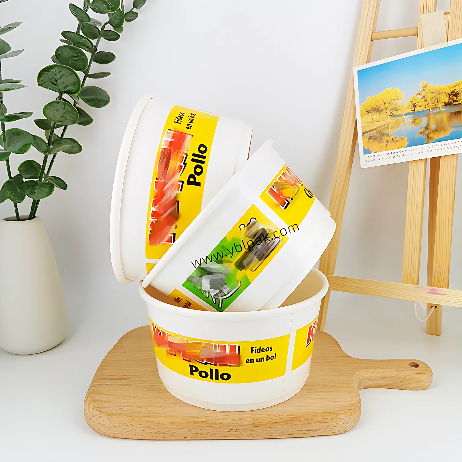 Hc0a5d604d8ac480ebafd5091b2d6acc7T.webp YBLPAK 810ml Disposable Paper Cups Bowls for Instant Noodles Soup Double Wall Eco Friendly Microwave Safe Food Grade Compostable – Image 1