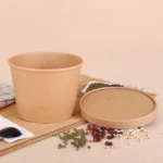 Eco Friendly Disposable Soup Paper Cup Takeaway 11oz Kraft Soup Bowl With Lid - Imagen 4