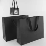 BTO Wholesale White Printed Boutique Matte Black Small Paper Bags for Jewelry - Image 3