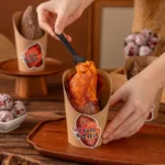 Xiamen Eco Friendly Kraft Paper Slanted Cups for Egg Waffles French Fries Ice Cream Chicken Nuggets Slanted Egg Puffs Paper Cups