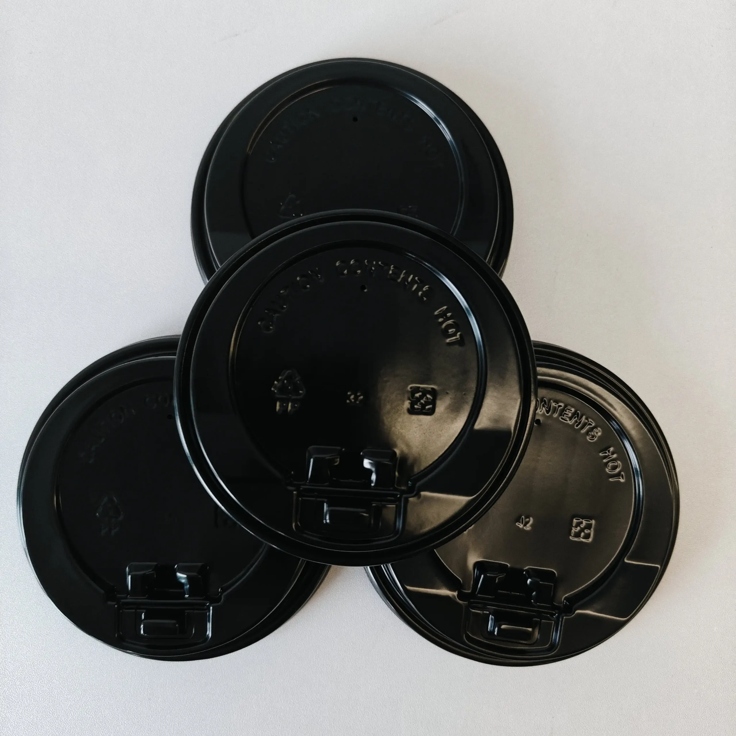 Hc6ba08873c1c4c36878d7fc727318c95Q.webp YBLPAK Black 90mm Coffee Cup Lids PP Disposable for 10oz 12oz 16oz 20oz Paper Cups Spill Proof Sturdy Hot/Cold Drinking Cup Lids - Image 1