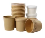 Soup and Frozen Dessert Ice Cream Container with Vented Flat Lid 12oz Take Out Cup with Lid for Soup and Ice Cream