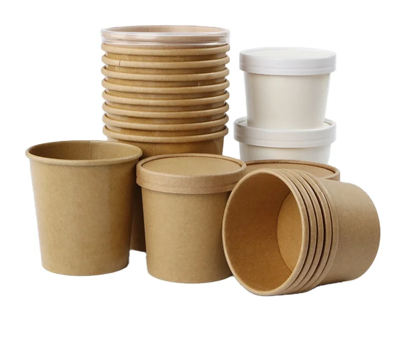 Hcad5910013cd464aa1d26661ee0ffd0f9.webp Soup and Frozen Dessert Ice Cream Container with Vented Flat Lid 12oz Take Out Cup with Lid for Soup and Ice Cream – Image 1