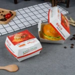 YBLPAK Custom Logo Eco-Friendly Mini Burger Boxes Clamshell Food Containers Hinged Lid Paper Takeout Boxes for Snack Finger Food – Image 2