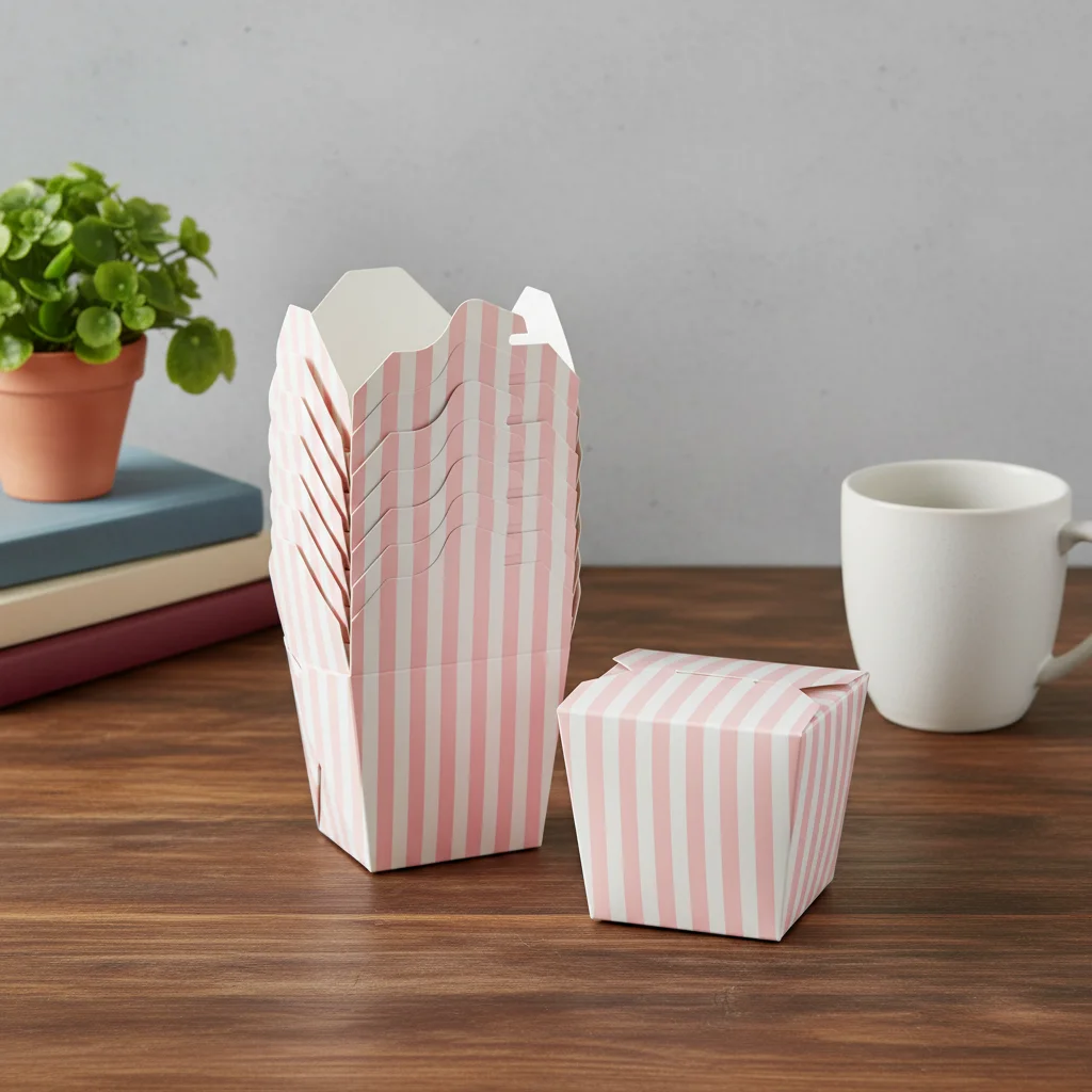 Hce450ad263554bef8dce5f43c7e1ef8al.webp Xiamen Custom 8oz 16oz 26oz 32oz Pink and White Paper Noodle Takeout Box Food Container for Restaurant Disposable Paper Rice Box - Image 1