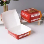 YBLPAK Disposable Clamshell Burger Containers Kraft Paper Take Out Hamburger Boxes for Appetizers Desserts Street Foods Sandwich - 画像 (2)
