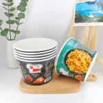 YBLPAK 871mL Disposable Paper Ramen Bowl Eco Friendly Biodegradable Food Grade Compostable for Instant Noodle Takeaway Container