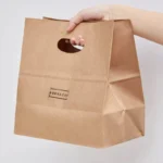 Natural Recyclable Brown Kraft Paper Bags Takeout Tote Gift Food Service Bags with Die Cut Handles - 画像 (4)