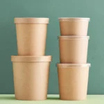 High Quality Disposable Thickened Kraft Paper Single Wall Food Cups with Lid for Packaging Noodle Soup Containers - Image 2