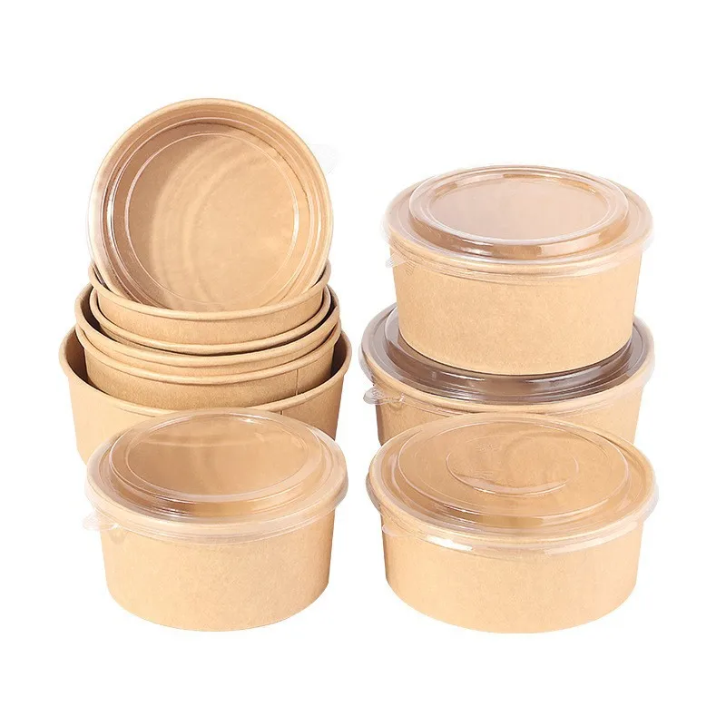Hdc03b8ef169b4dfb89733f690920f684L.webp Custom Print Paper Lunch Bowl Disposable 24oz Soup Bowls Food Kraft Paper Salad Bowls With Lid - Imagen 1