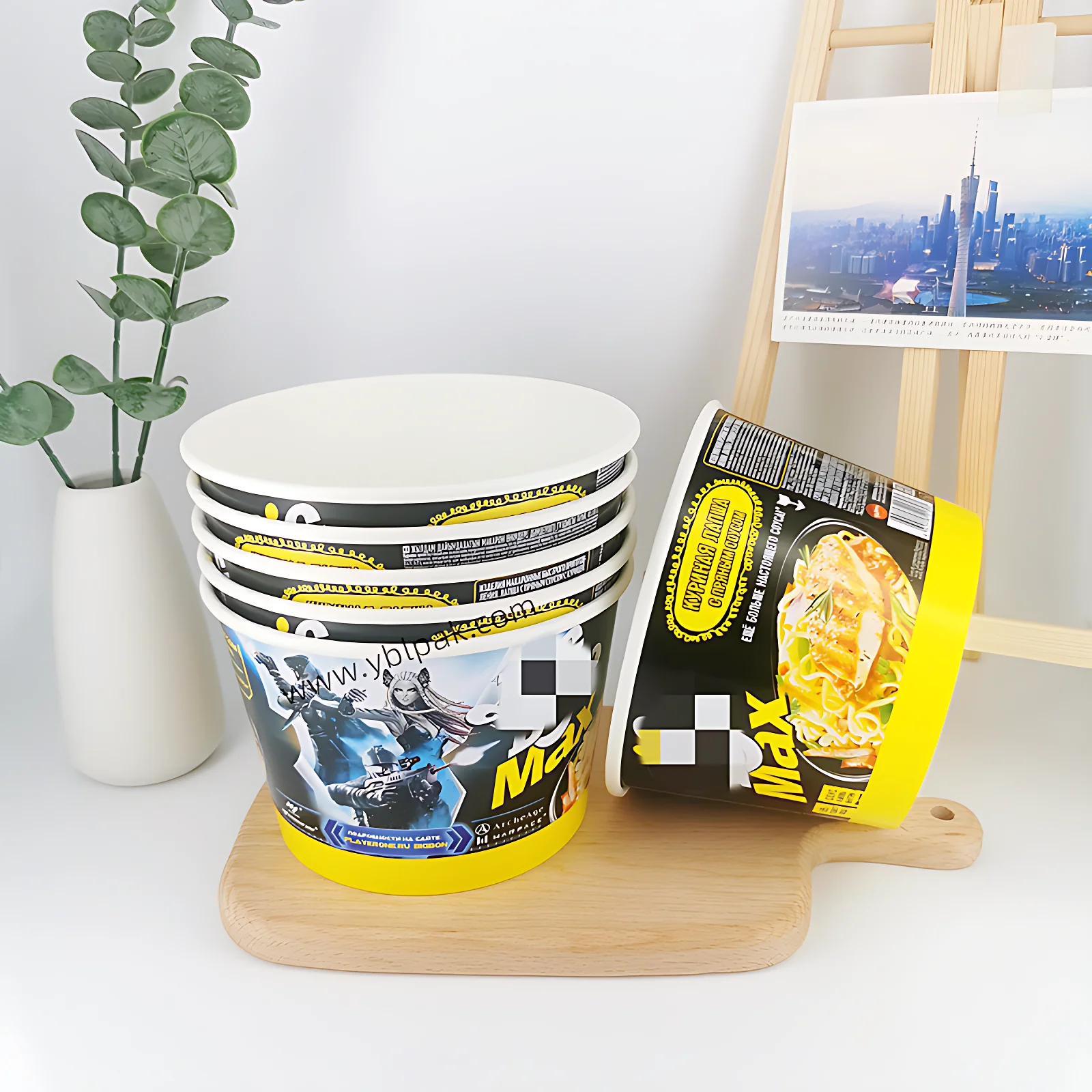 Hdfda81b327f148e1a830f5295620b7f9y.webp YBLPAK Custom Print Waterproof Double Wall Craft Disposable Soup Bowl Hot Ramen Paper Cup Noodle Packaging With Heat Sealing Lid – Image 1