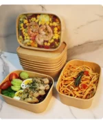 High Quality Customized 32 oz 1000ml Restaurant Take Away Food Salad Packaging Containers Kraft Paper Bowls  With Lid - Imagen 4