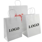 21*11*27cm 130g Custom Private Logo Printed White Brown Shopping Thank You Gift Kraft Paper Bags With Your Own Logo - 画像 (4)