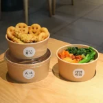 Xiamen Free Sample 500ml 750ml 1000ml 1100ml 1200ml 1300ml Kraft Paper Container for Food Paper Food Bowl for Salad Noodle Snack