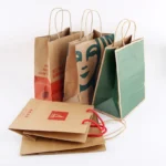 BTO Recycled Custom Logo Printed Restaurant Food Takeaway Grocery Supermarket Shopping Kraft Paper Bag With Handles - Imagen 3