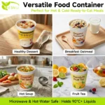 Takeaway 415ml Direct Adhesion Double Wall Paper Soup Cup Disposable Soup Containers with Heat Sealing Paper Lid - Image 4