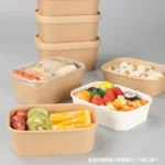 Hot Sale Cheap Price Paper Square Kraft Salad Bowl Salad Container Bowls With Lid - Imagen 2