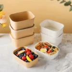 Custom Printed Disposable Kraft Paper Fruit Salad Bowl with PET Lids 500ml-1300ml Range for Take Away Hamburger Cookie Milk - 画像 (5)