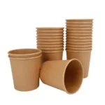 Disposable Food Container Kraft Paper Disposable Noodle Soup Cup Bowl with Lid – Image 2
