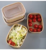 Emballages Alimentaires Round Brown Biodegradable Eco-Friendly Take Away Salad Fast Kraft Paper Packaging Bowl - Imagen 2