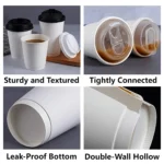 YBLPAK Custom Logo Printed Disposable Paper Coffee Cups 4oz-24oz Double Wall With Lid for Cafe Shop Restaurant Takeaway Beverage – Image 5
