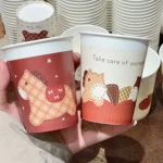 YBLPAK Cute Cartoon Polka Dot Pony Design Paper Coffee Cups Single Wall Disposable Paper Cups for Hot/Cold Drinks Water Soda Tea - Image 2