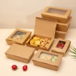 YBLPAK Paper Catering to Go Pastry Boxes Kraft Brown Take Out Food Containers with Window Disposable Leak & Grease Resistant Box