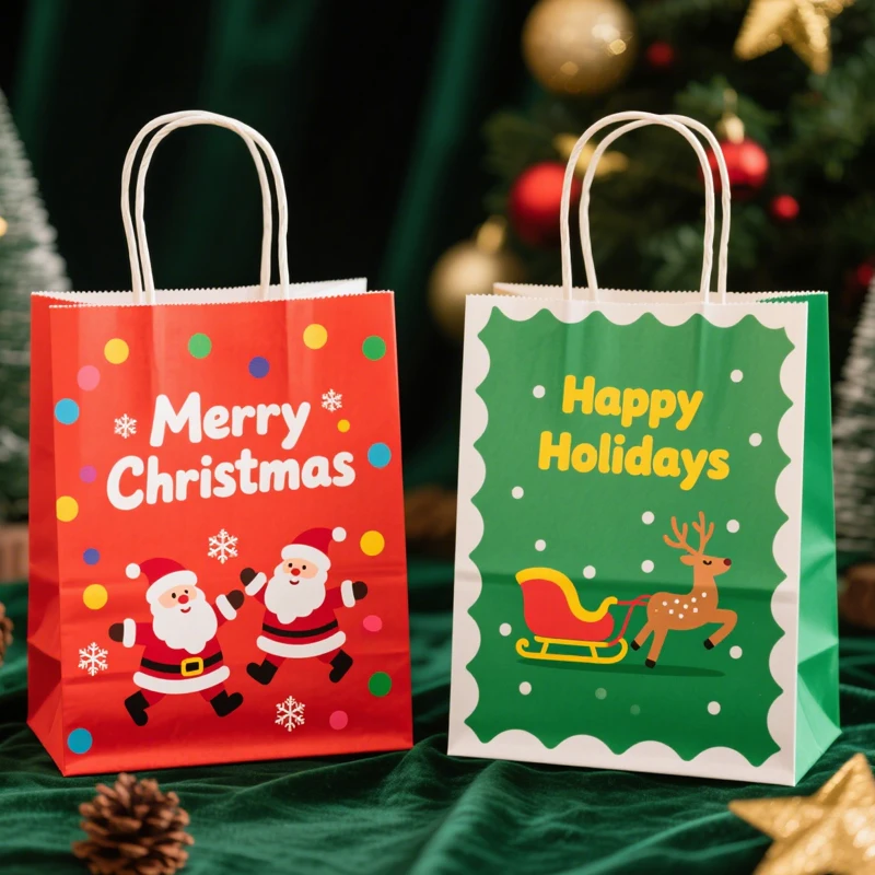 Hf7de66580f7f419983421d316c79cf62b.webp Christmas Paper Gift Bags Packaging With Handle for Holiday Paper Gift Bags, Christmas Goody Bags - Imagen 1