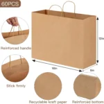 Large Brown Kraft Shopping Gift Paper Bags with Handles Bulk for for Small Business, Shopping, Retail Store, Boutique, Grocery - 画像 (6)