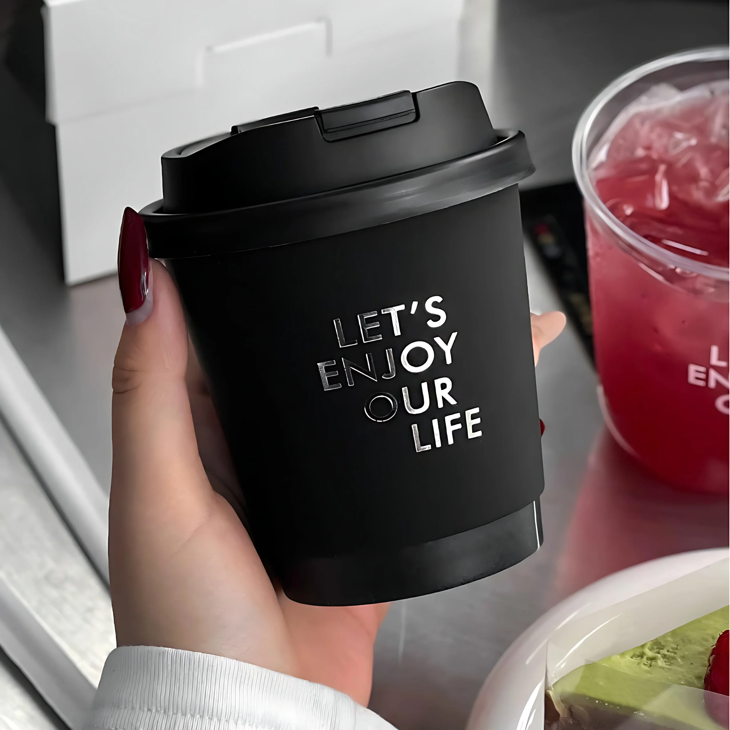 Hfc0229a7e2f64dd7a60c19445101399dq.webp YBLPAK Custom Logo Printed Disposable Paper Coffee Cups 4oz-24oz Double Wall With Lid for Cafe Shop Restaurant Takeaway Beverage – Image 1
